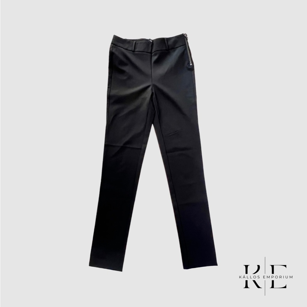 Kenneth Color Black Straight Pants with Side Zipper